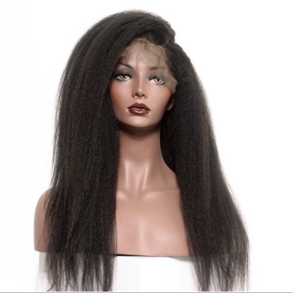 Custom  Kinky straight Synthetic Lace Frontal Wig